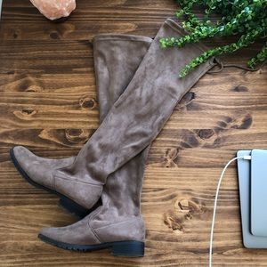 Over the knee suede boots